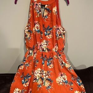 Women's Orange Floral Romper